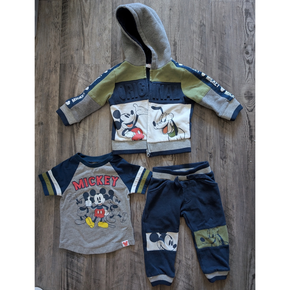 Disney Mickey Mouse Kids Hoodie and T-Shirt Set - Gray and Blue